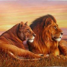 Схема вышивки «Лев и львица»