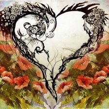 Схема вышивки «абстракция с маками и сердцем»