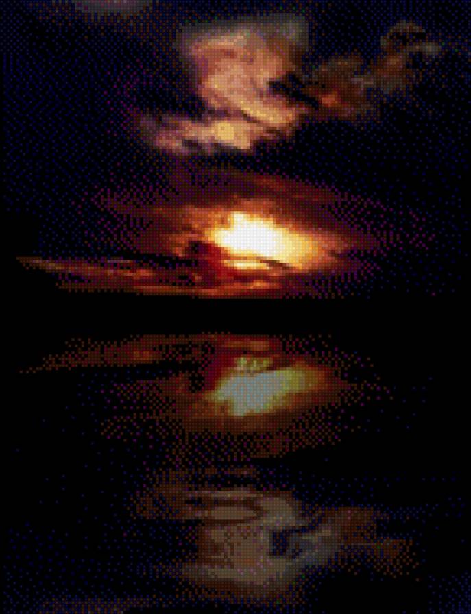 закат над озером - закат, вода, вечер - предпросмотр