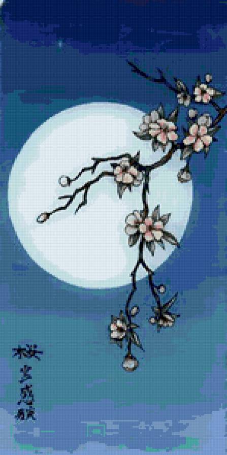 веточка сакуры - живопись - предпросмотр