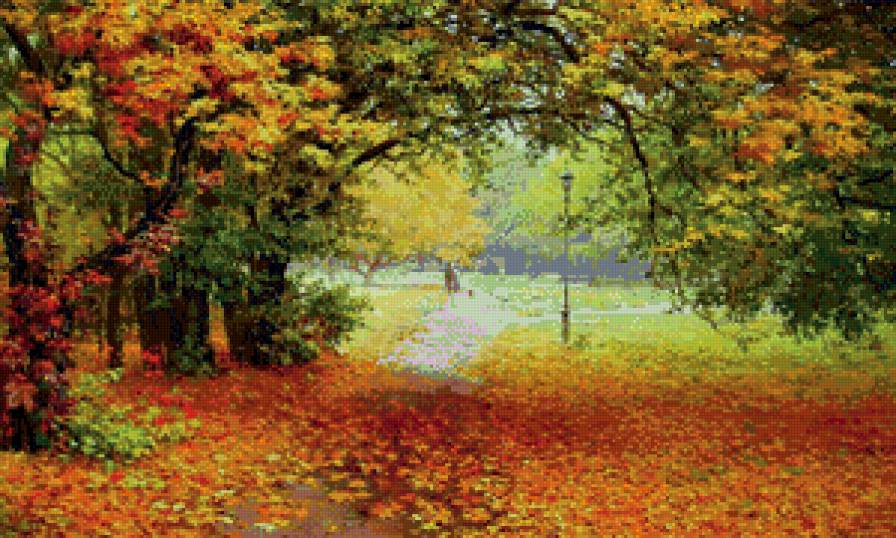 Осенний парк - деревья, осень, листва, парк - предпросмотр