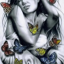 Девушка и бабочки
