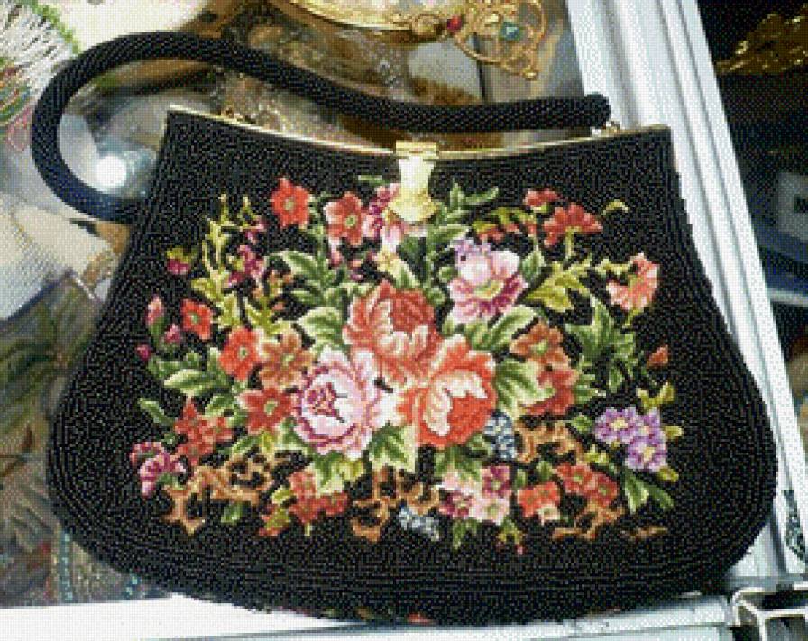 сумочка с венской вышивкой и бисером - предпросмотр