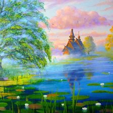 Схема вышивки «утро туманное»