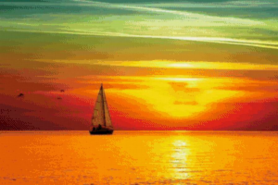 На закат - яхта, море, закат - предпросмотр