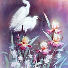 Схема вышивки «пано с птицами»