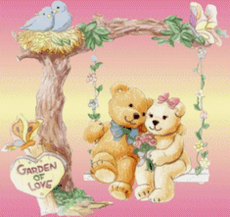 романтика - мишки, любовь, романтика, птички, нежность - предпросмотр