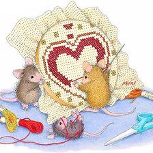 Схема вышивки «мышки рукодельницы»