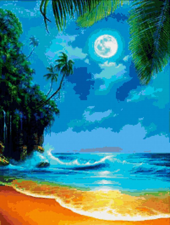 лунный пейзаж - пейзаж, пано, море - предпросмотр