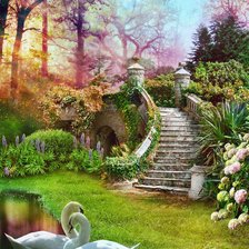 Схема вышивки «лебеди»