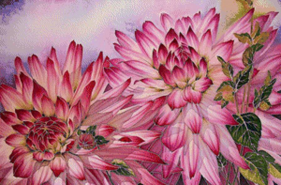 Панно "Георгины" - цветы, георгины, панно - предпросмотр