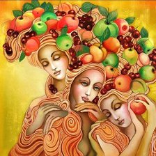 Схема вышивки «Три девушки»