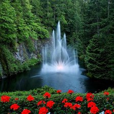 Схема вышивки «пейзаж, водопад, маки»