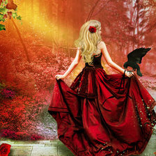 Схема вышивки «Девушка в красном»