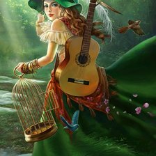Схема вышивки «девушка с гитарой»