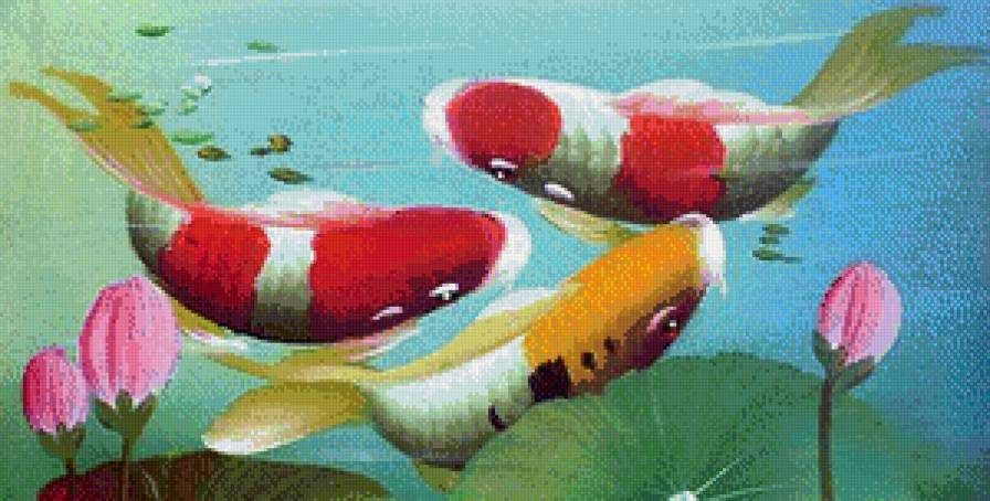 японский карп - счастье, удача, пруд, япония, восток, карп, фен шуй - предпросмотр