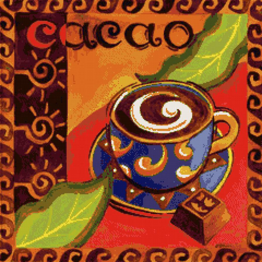 картинка для кухни - чашка, конфета, какао - предпросмотр