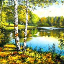 лесное озеро