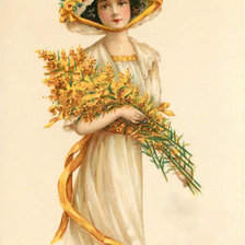 Схема вышивки «Дама с цветами»