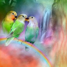 Схема вышивки «три попугайчика»