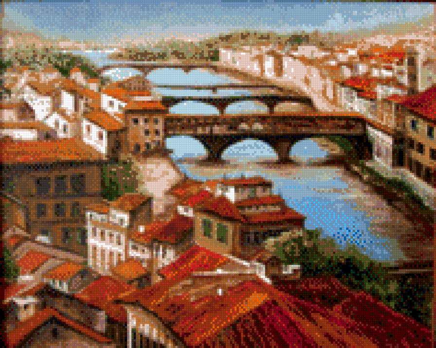 Флоренция - флоренция, италия, река, старый город - предпросмотр