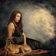 Схема вышивки «девушка с собакой»