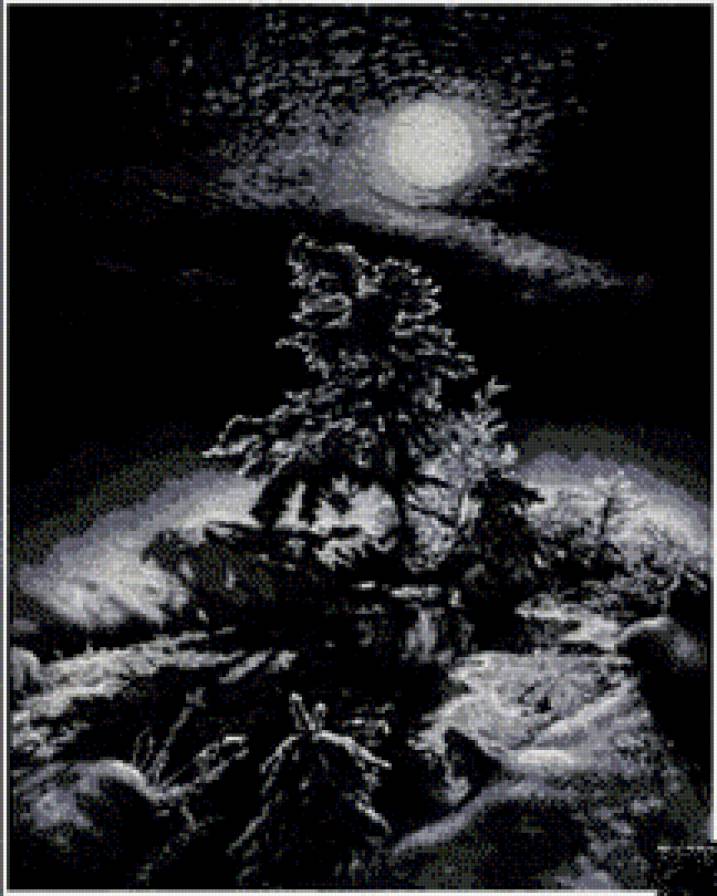 Луна - луна, ночь, черно-белое - предпросмотр