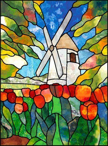 Мельница - тюльпаны, мельница - оригинал