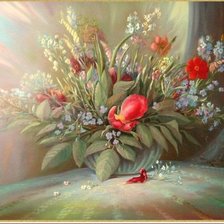 Схема вышивки «цветы в вазе»