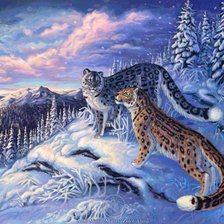 Схема вышивки «cнежные барсы»