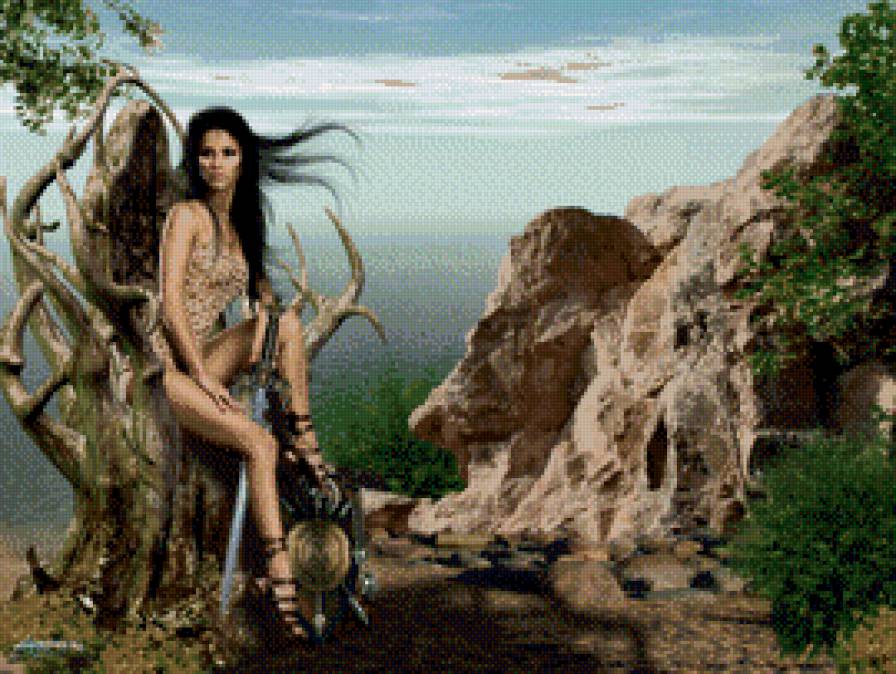 амазонка - природа, горы, амазонка, образ, женщина, портрет, девушки, люди - предпросмотр