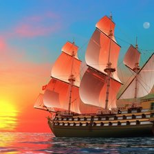 Схема вышивки «Корабль на закате»