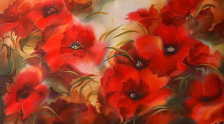 панно с маками - цветы, акварель, панно, маки, картина - оригинал