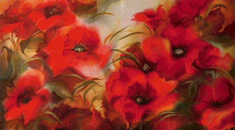 панно с маками - цветы, маки, панно, картина, акварель - предпросмотр