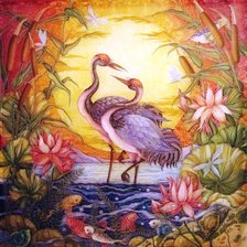 Схема вышивки «журавли»