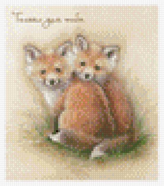 парочка Лисят - парочка, лисята, лисы - предпросмотр