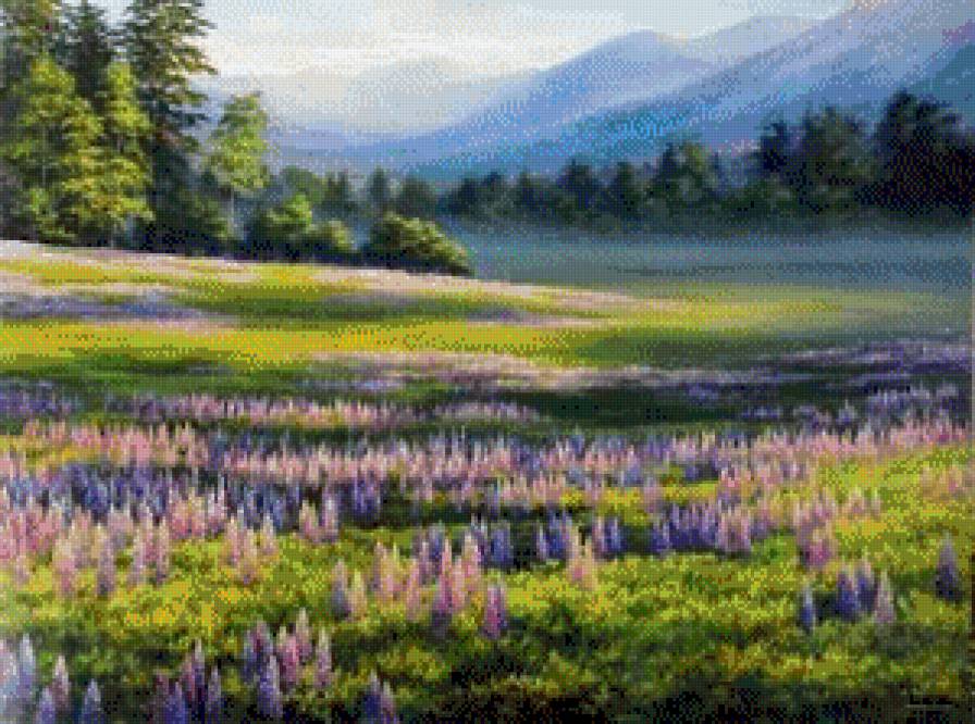 Весенний луг - луг, весна, пейзаж - предпросмотр