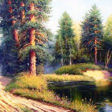 Схема вышивки «лесное озеро»