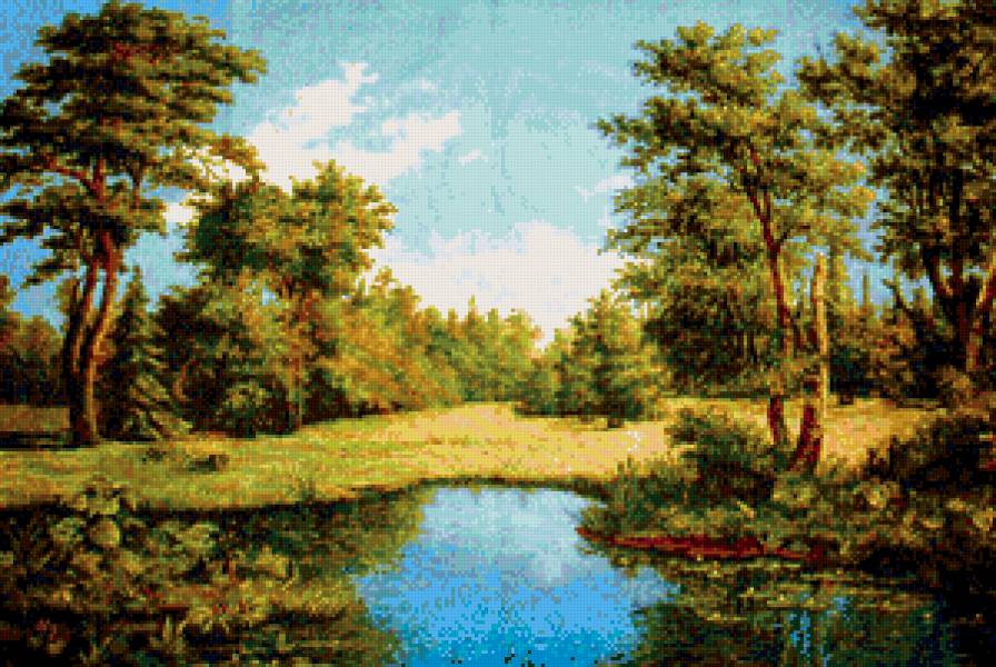 лесное озеро - озеро, пейзаж, лес, природа - предпросмотр