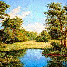 Схема вышивки «лесное озеро»