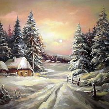 Схема вышивки «Зимний пейзаж»