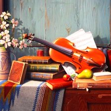 Схема вышивки «натюрморт со скрипкой»