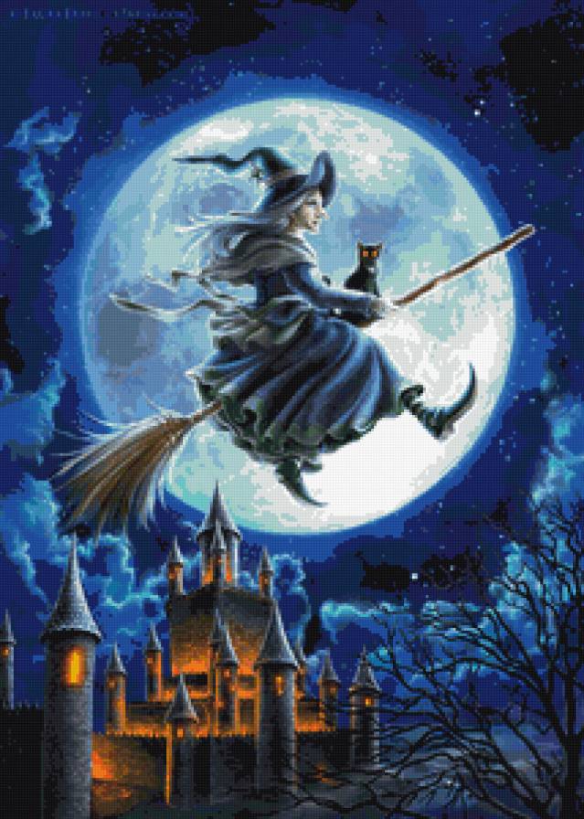 ведьмочка - ведьма, фэнтези, на метле - предпросмотр