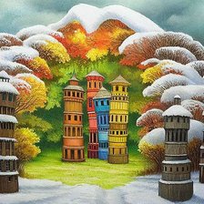 Схема вышивки «пейзаж с башнями»