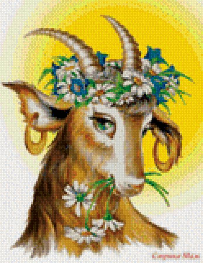 коза - новый год, ромашка, год козы, животные, коза - предпросмотр