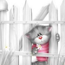 Схема вышивки «киса в заборе»