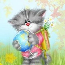 Схема вышивки «котик-ученик»