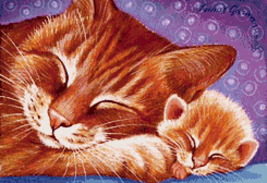 №693388 - кошки, мать и дитя, животные, природа, пано - предпросмотр