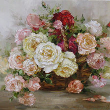 Схема вышивки «Розы в корзине»