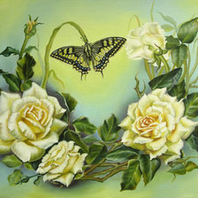 Схема вышивки «Бабочка и розы»